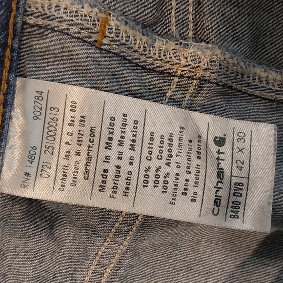 Carhartt Mens Relaxed Straight Jeans Size 42x30 - Picture 9 of 12